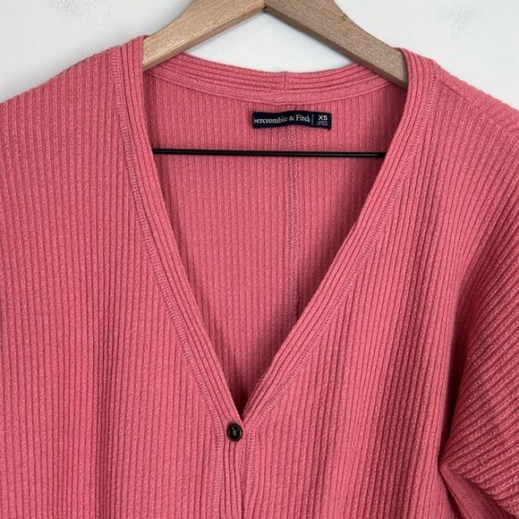 Vintage Abercrombie & Fitch ribbed button down henley cardigan top - Picture 2 of 7